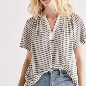 Lucky Brand Striped V Neck Knit Top